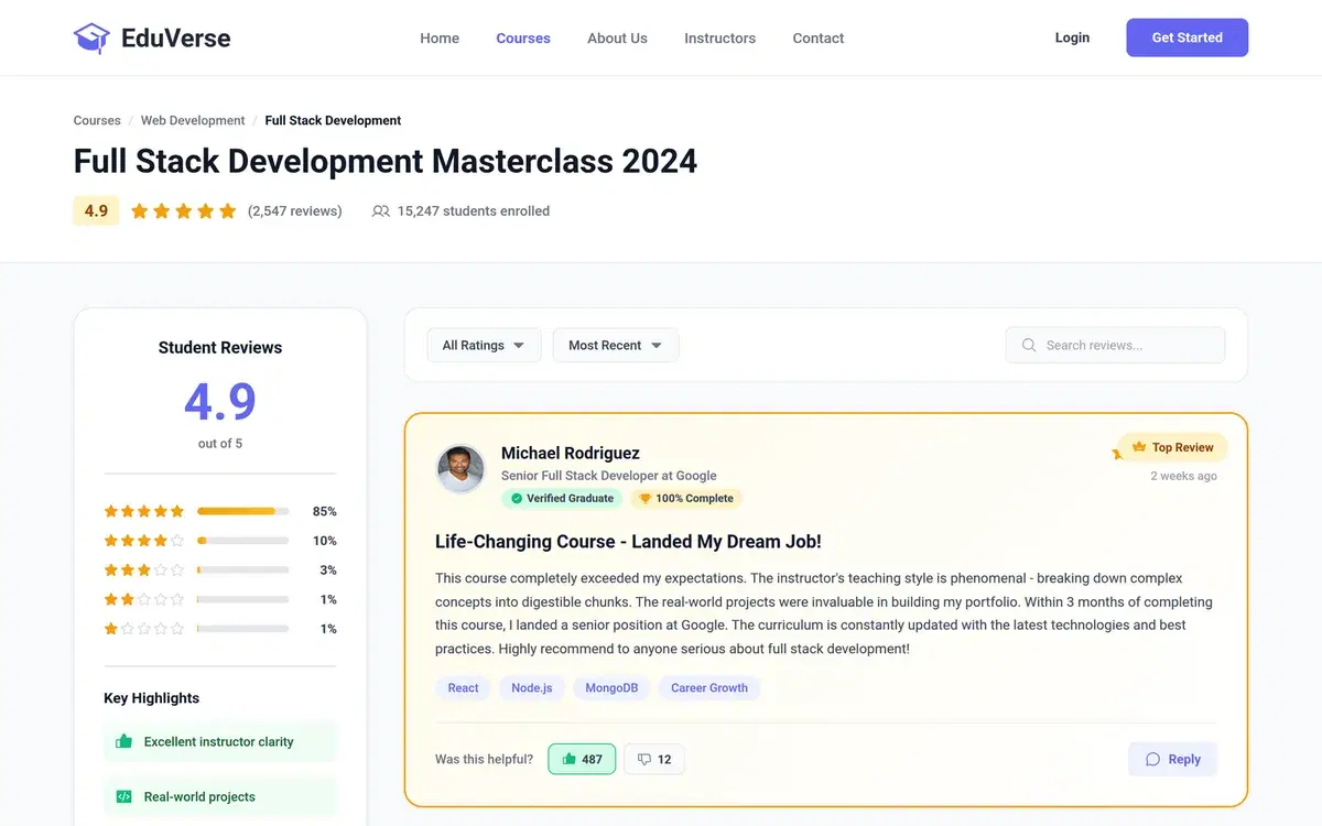 Full Stack Developer Testimonials Section — UI design generated in Figma with AI