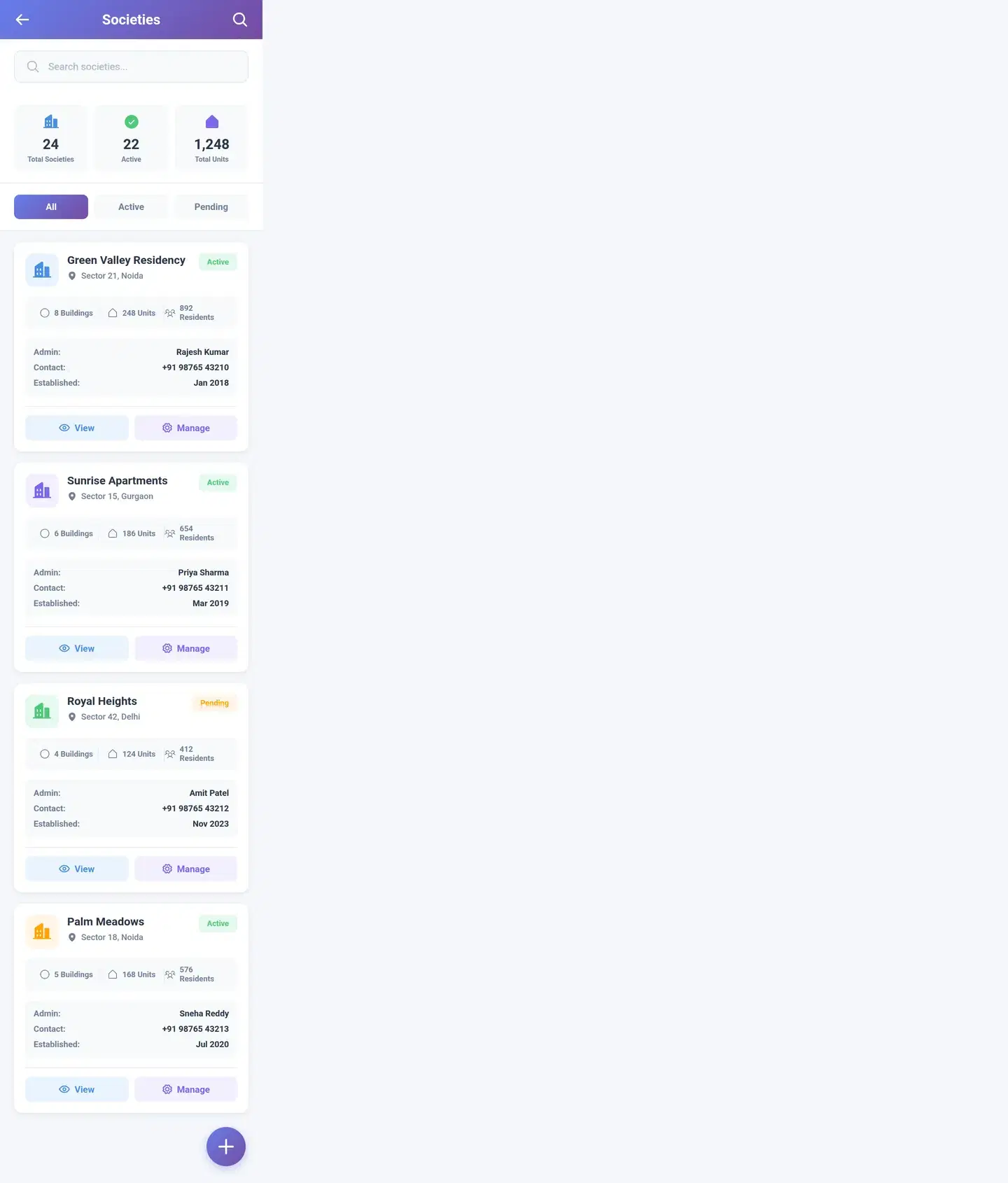 Residential Society Management Admin Panel — full admin & crm design generated with Fluvara AI in Figma