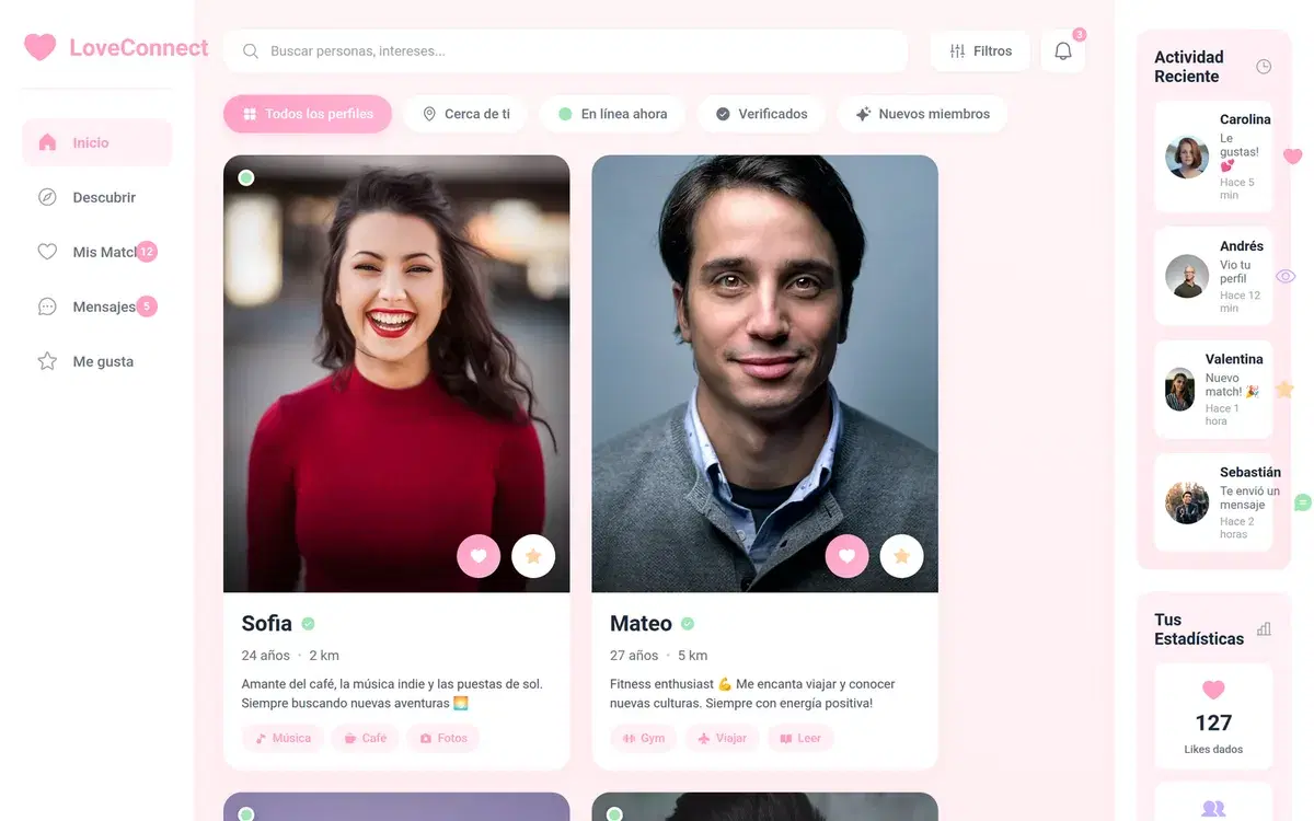 Pastel Dating App Responsive Prototype — UI design generated in Figma with AI