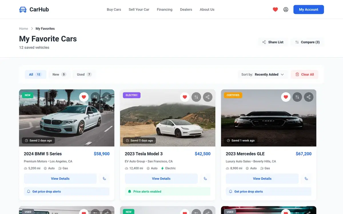 Online Car Store Marketplace Website — UI design generated in Figma with AI