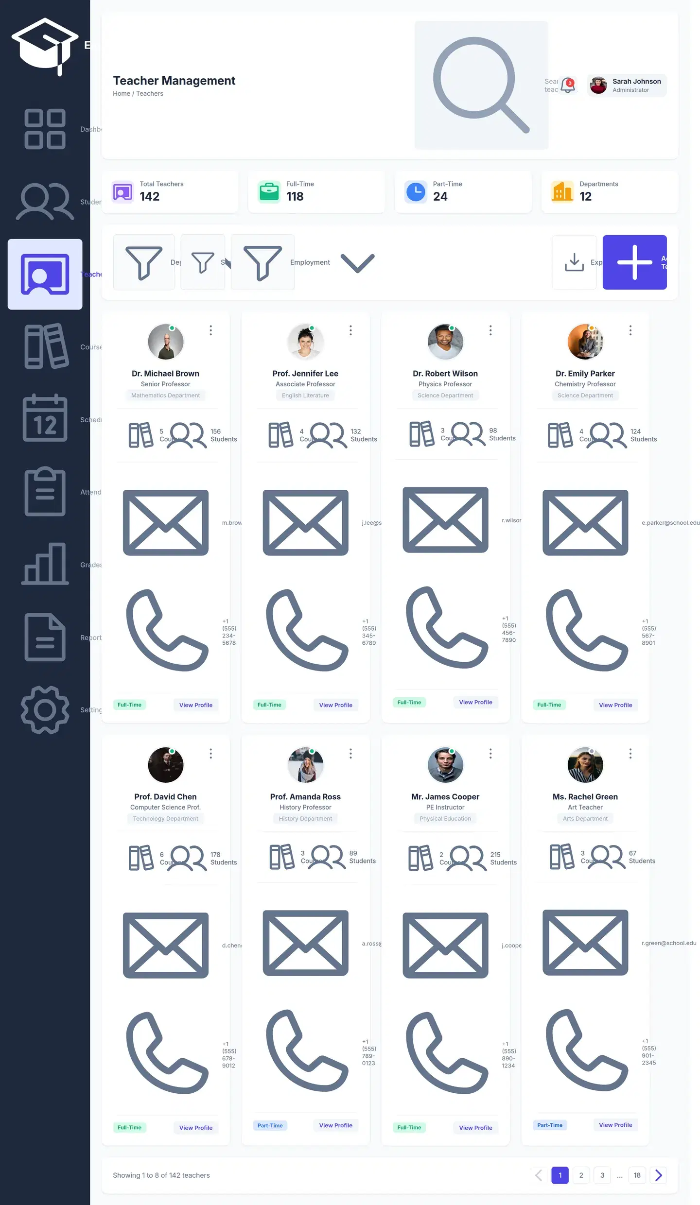 Educational Management Dashboard — full dashboard & analytics design generated with Fluvara AI in Figma