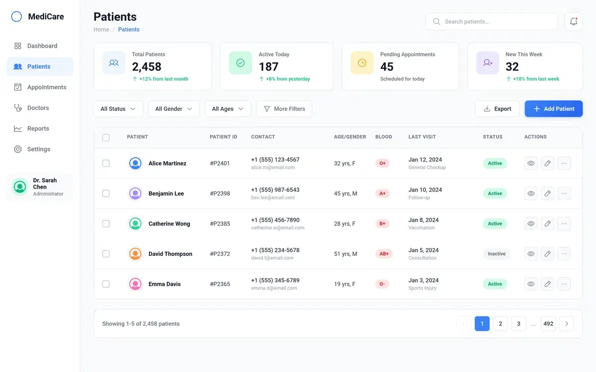 Clinic Front Desk Appointment Booking App — UI design generated in Figma with AI