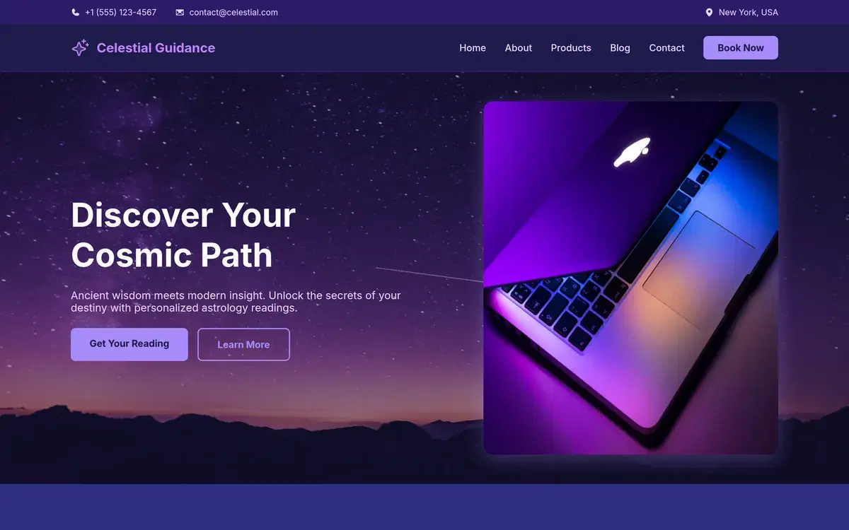 Astrology Services Landing Page With Products — UI design generated in Figma with AI