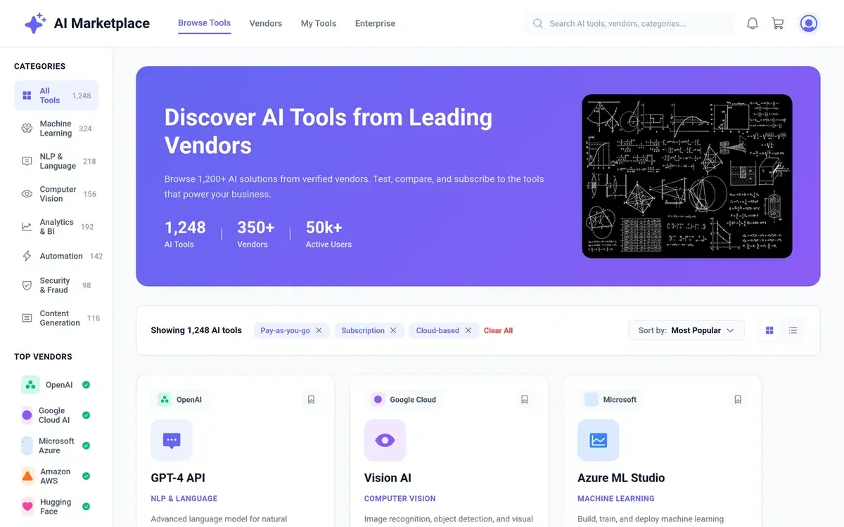 AI Agent Marketplace Web Platform — UI design generated in Figma with AI