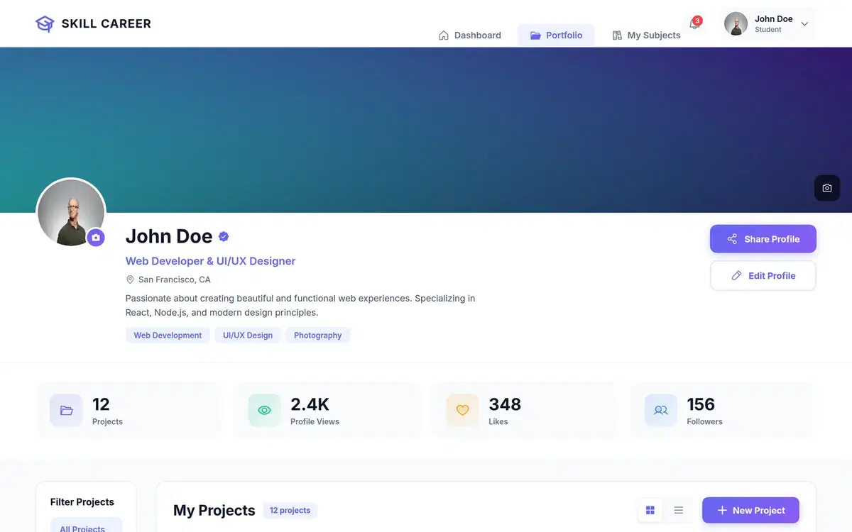 Career Skills Learning Platform Web UI — Education design generated in Figma with Fluvara AI