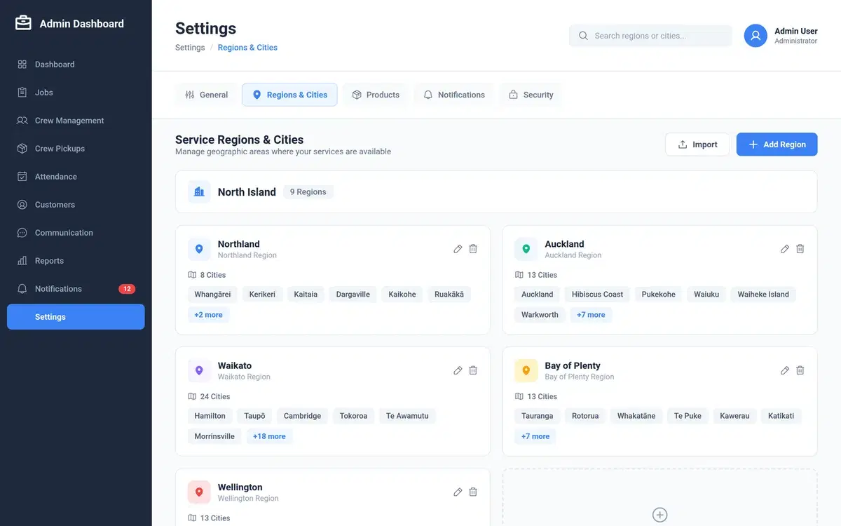 Crew Pickups Inventory Log Admin Dashboard — UI design generated in Figma by Fluvara AI