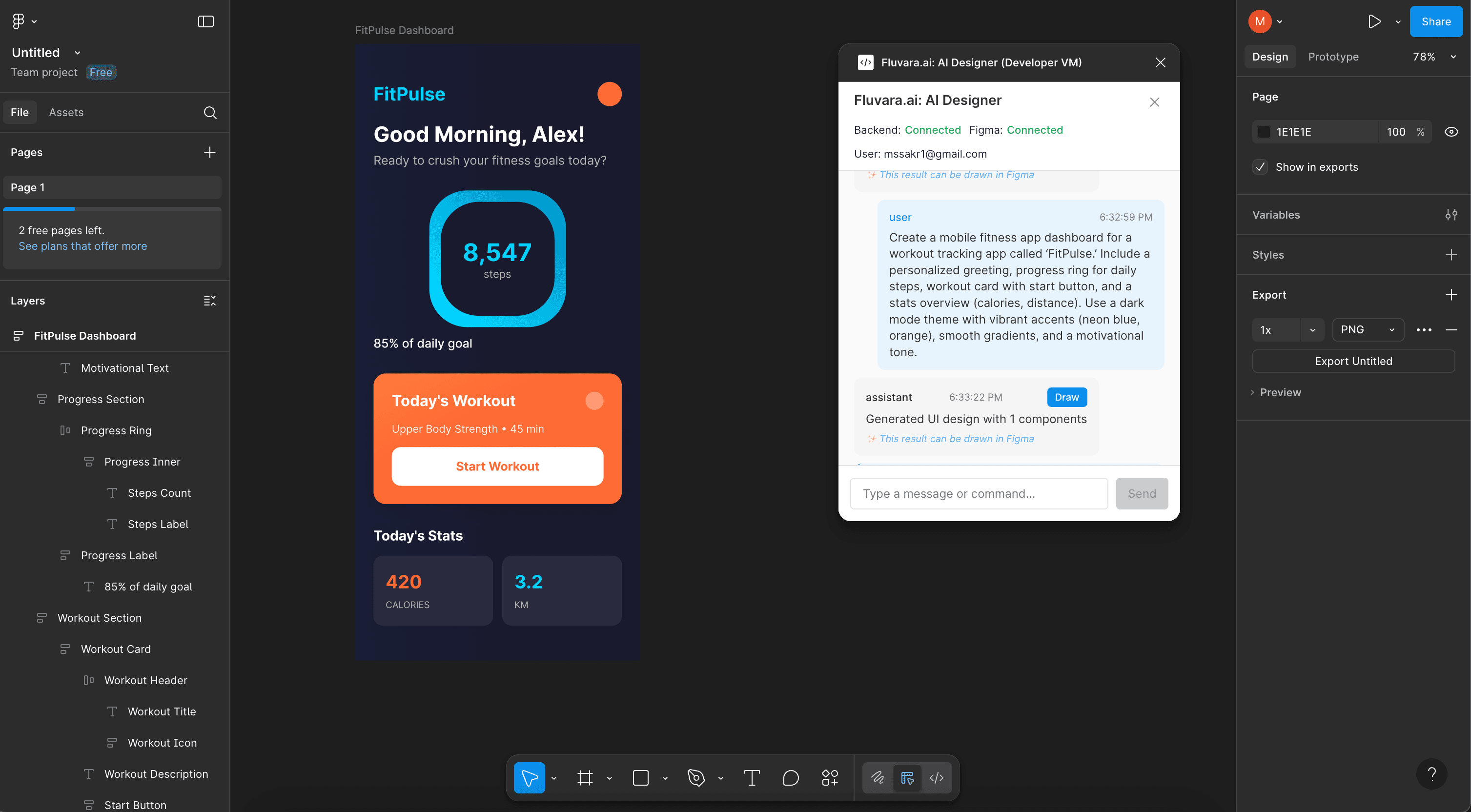 Fitness Application UI