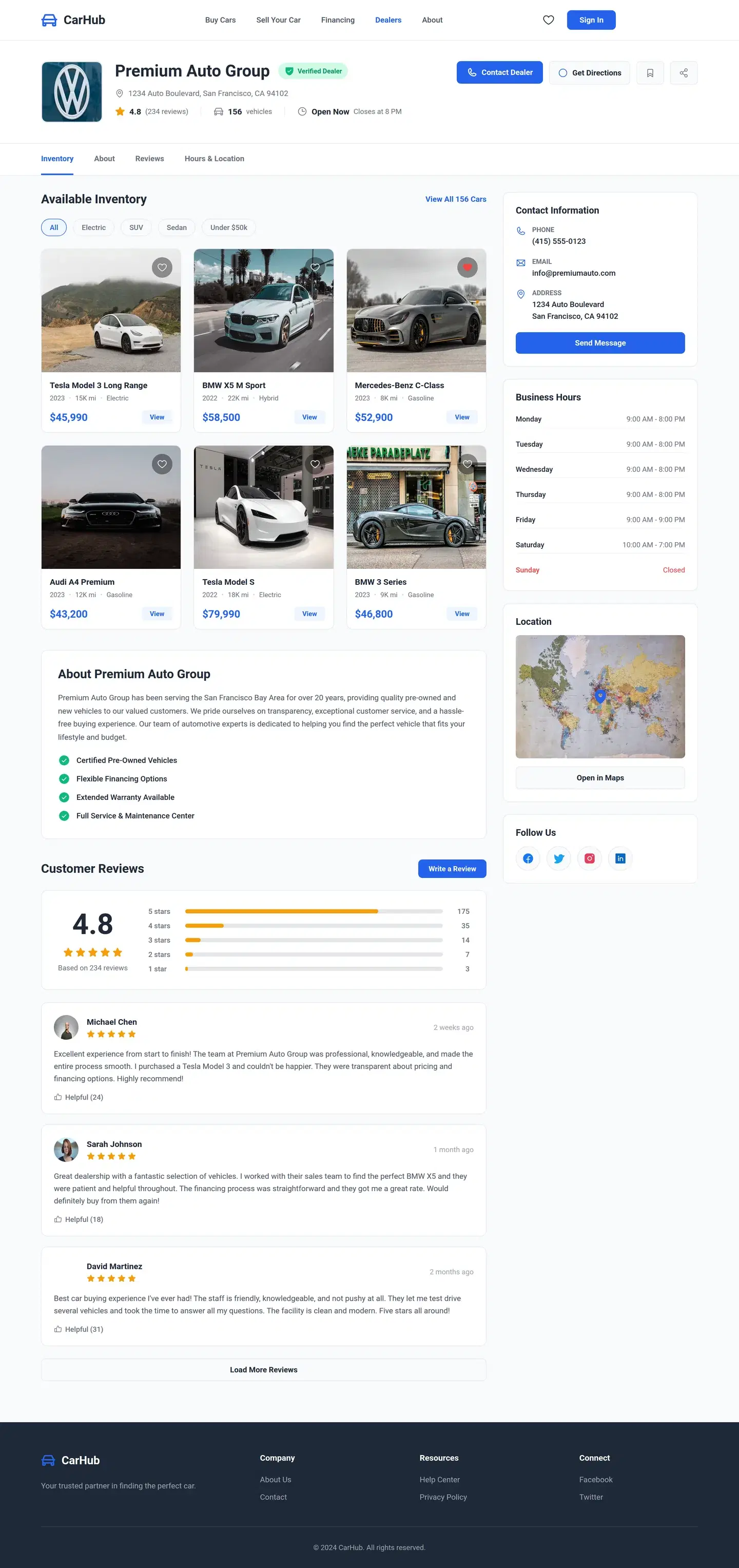 Online Car Store Desktop Website — full marketplace design generated with Fluvara AI in Figma