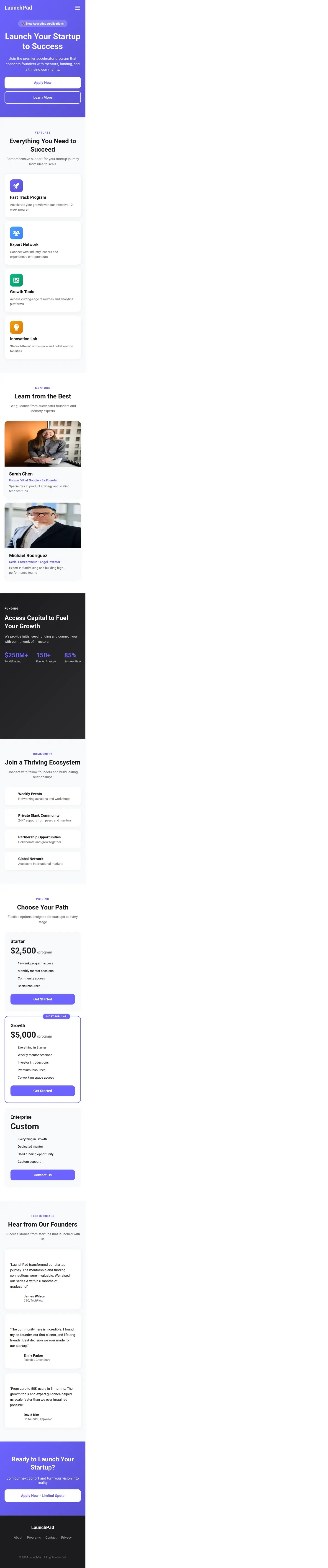 Startup Launch Landing Page With Pricing — full landing page design generated with Fluvara AI in Figma