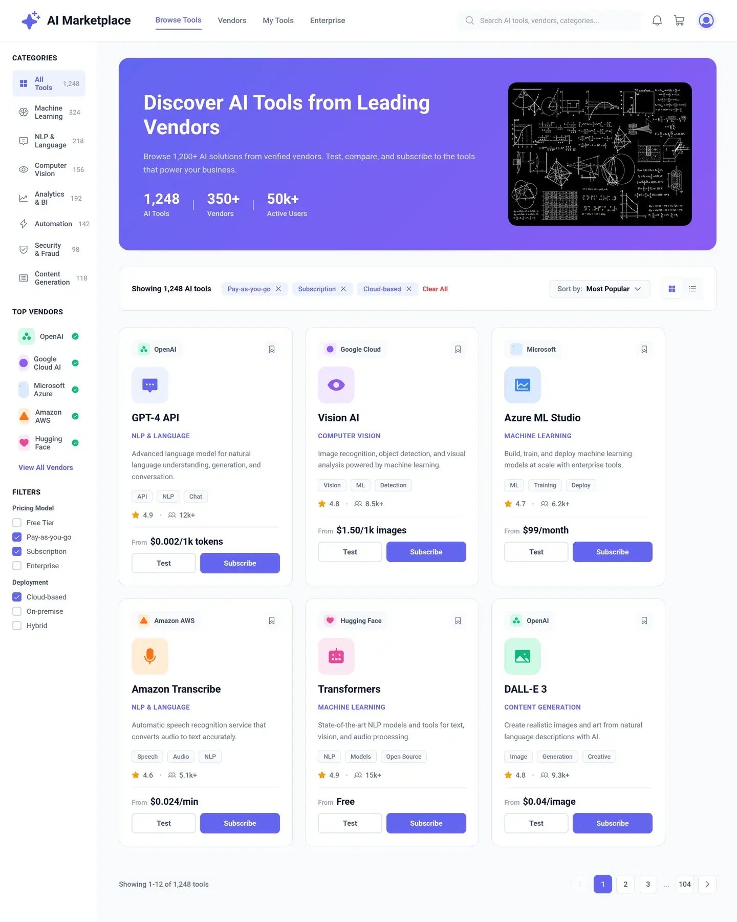 AI Agent Marketplace Web Platform — full marketplace design generated with Fluvara AI in Figma