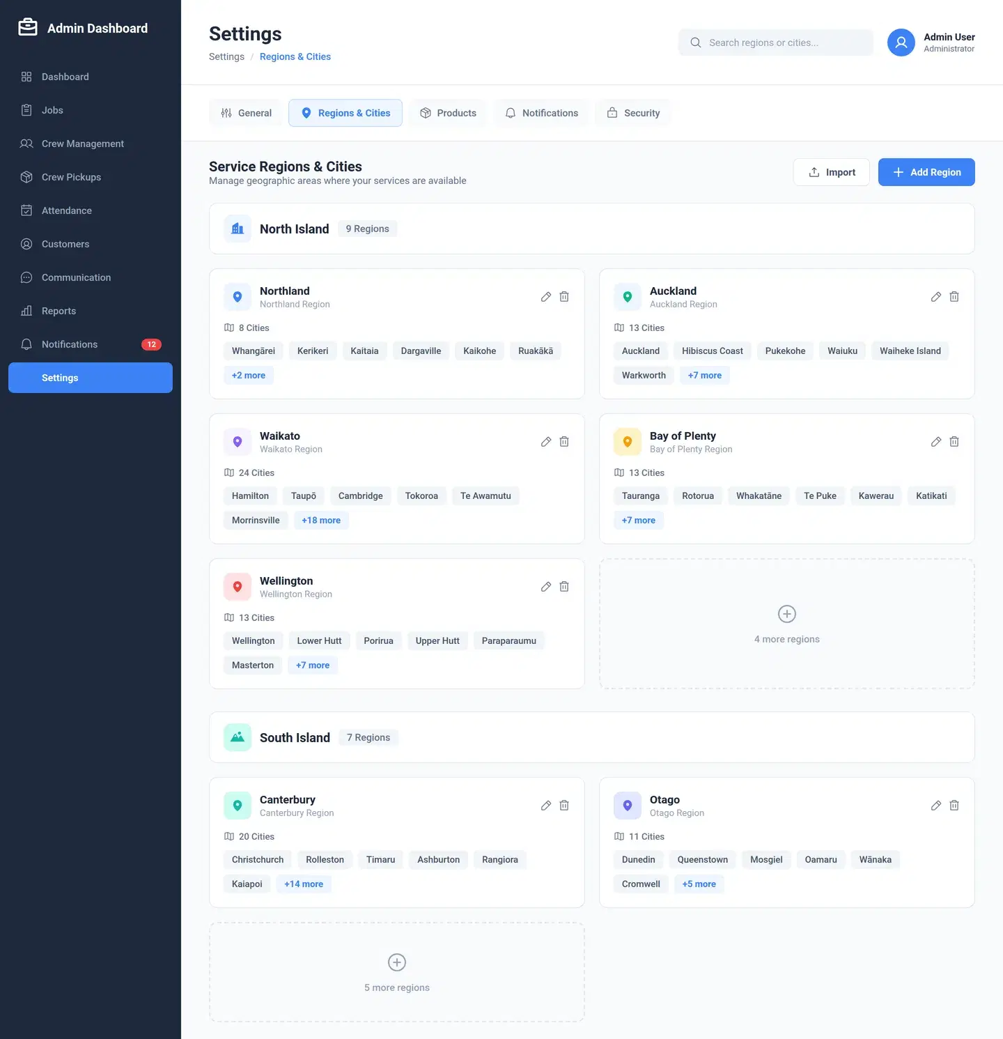 Crew Pickups Inventory Log Admin Dashboard — full admin & crm design generated with Fluvara AI in Figma